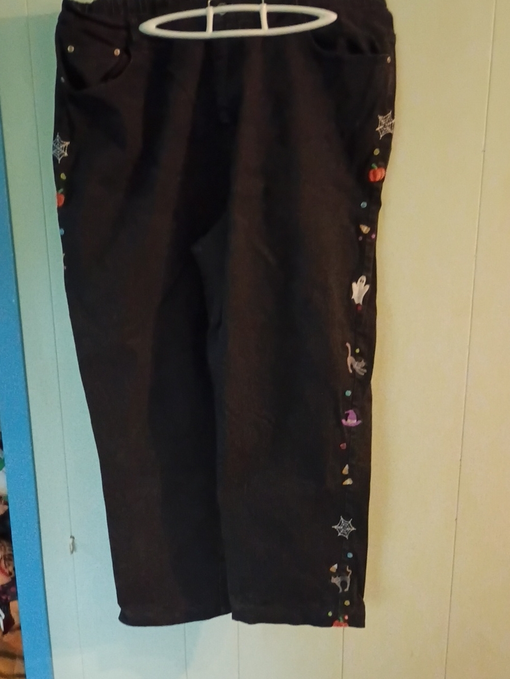 Quacker Factory Halloween Black Denim Jeans 2XL